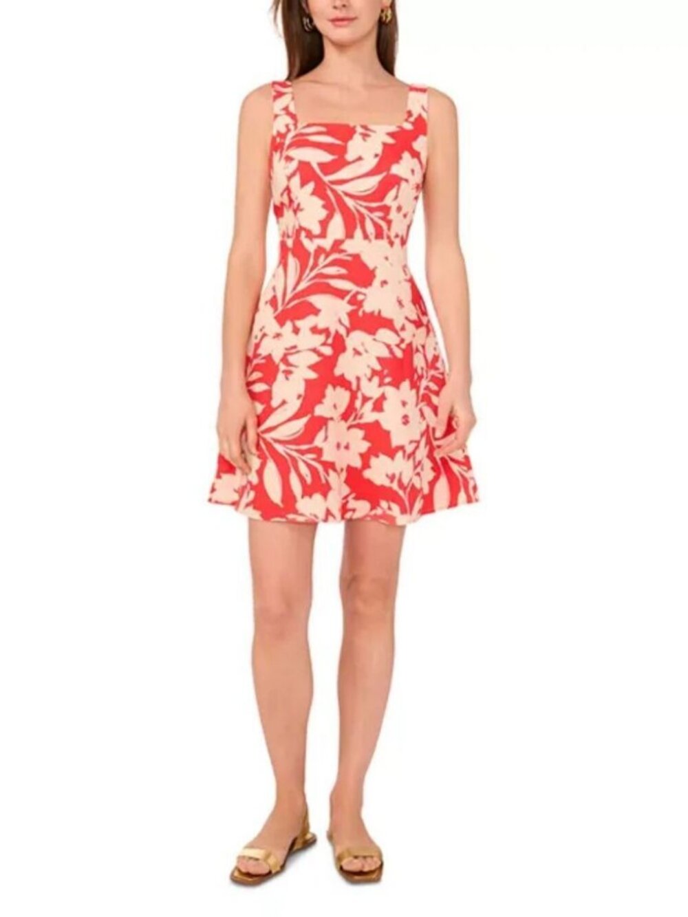 Vince Camuto Cayenne Cream Floral Mini Dress NWT Size L Boho Summer